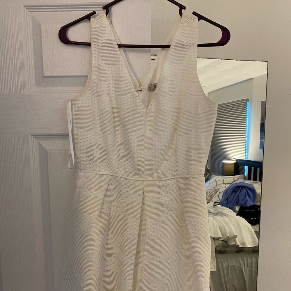 White jcrew dress. Perfect for brides!